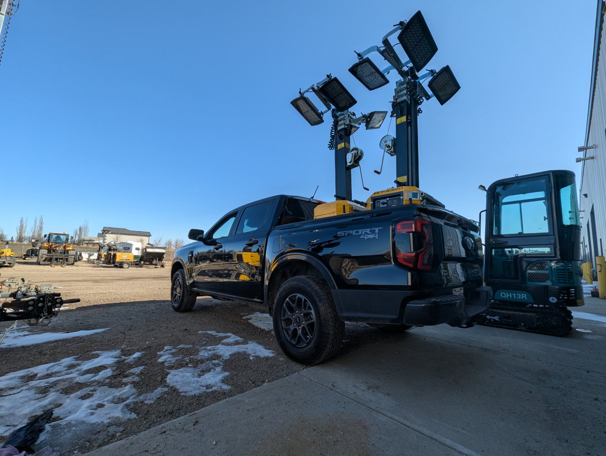 Electric tower and excavator